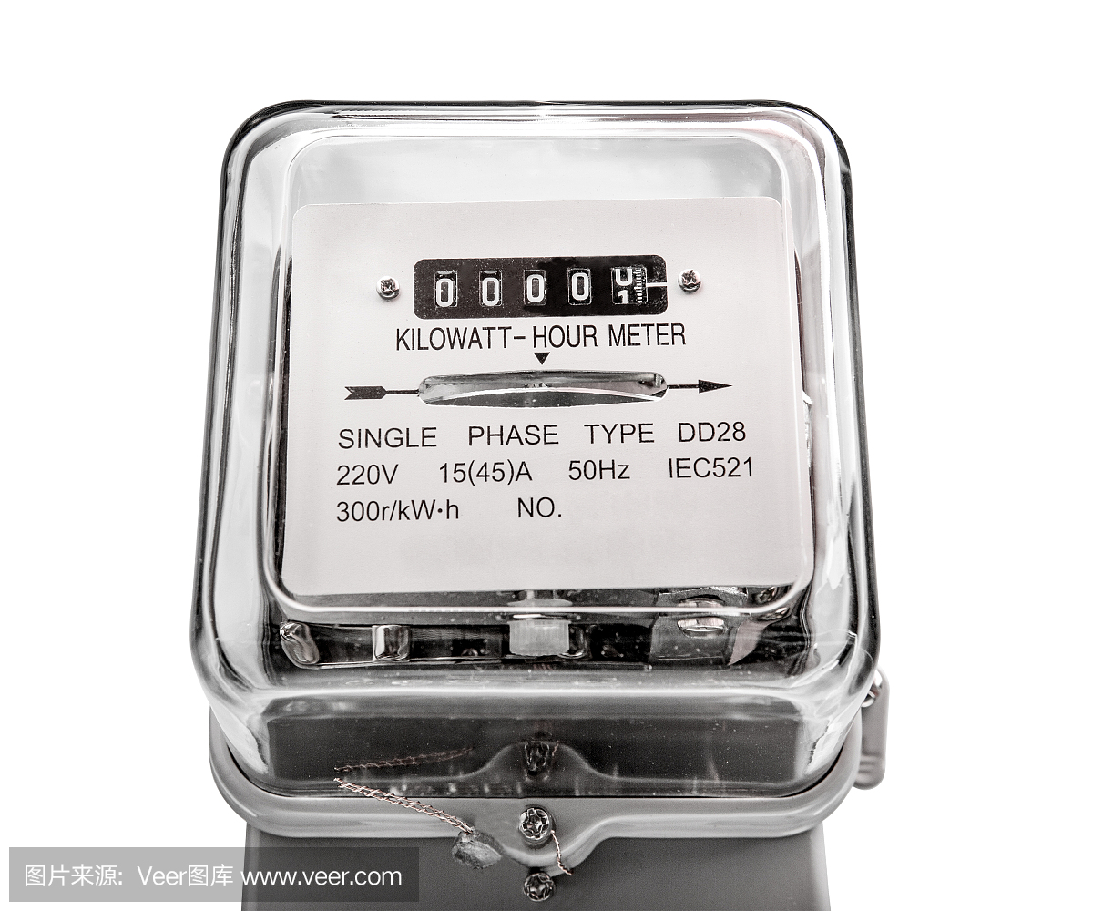 電表電源工具與白色背景隔離。